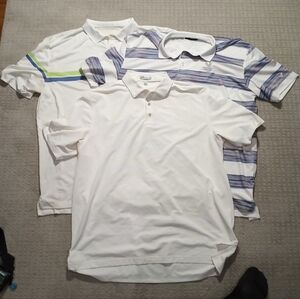 Lot of 3 Polos 2 Callaway 1 Peter Millar Short Sleeve Shirts Mens Size XL White